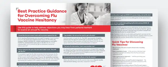Flyer with best practices for help a patient overcome vaccine hesitancy.