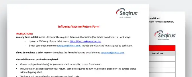 A form that is to be used to submit a product return at the end of the flu season.